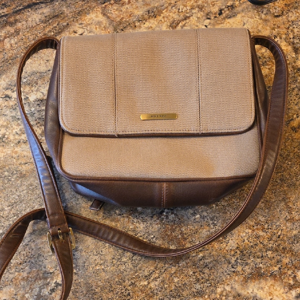 Nine West Tan and Brown Crossbody Bag